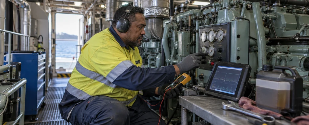 Illustration of a person working as a marine engine driver