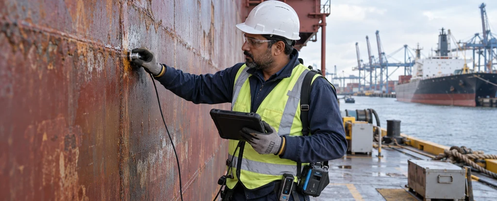 Illustration of a person working as a marine surveyor