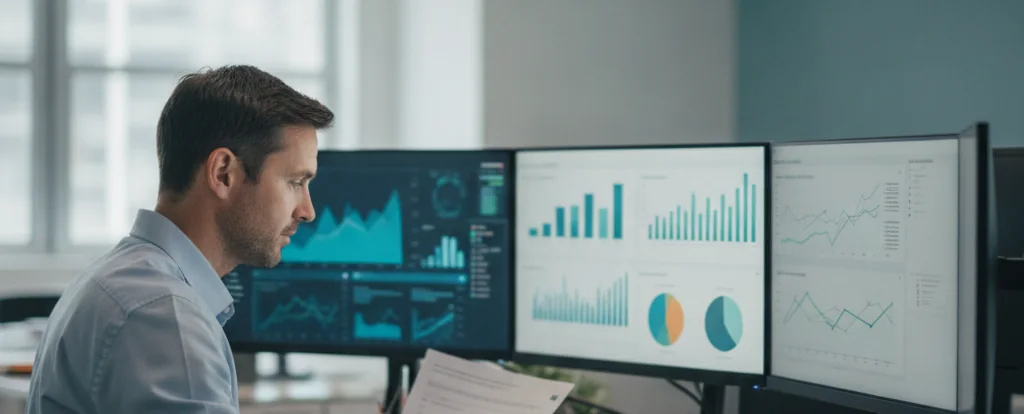 Illustration of a person working as a marketing analyst