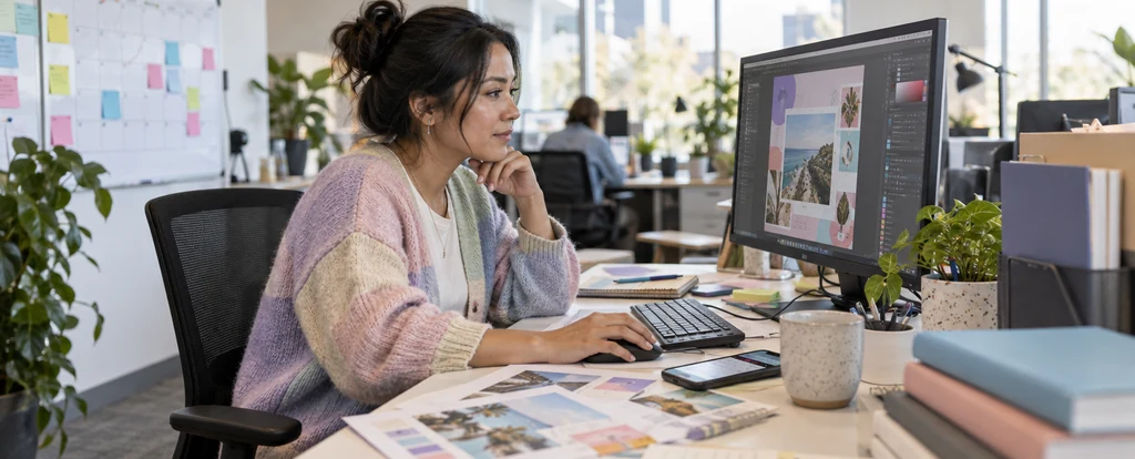 Illustration of a person working as a marketing assistant