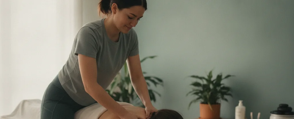 Illustration of a person working as a massage therapist