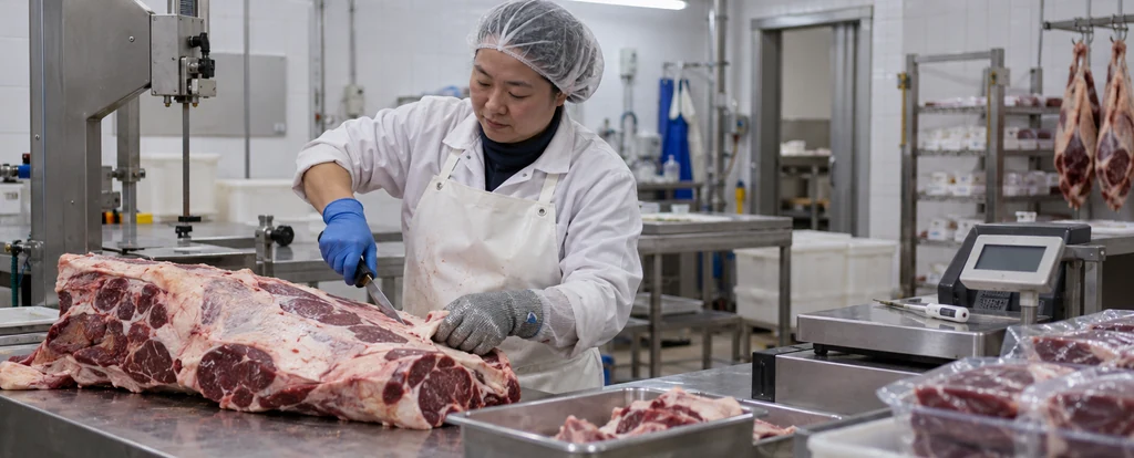 Illustration of a person working as a meat process worker