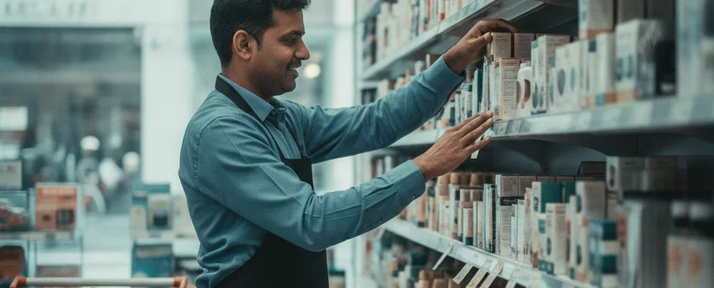 Illustration of a person working as a merchandiser