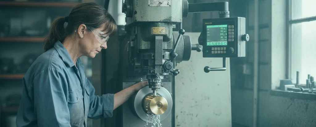 Illustration of a person working as a metal machinist