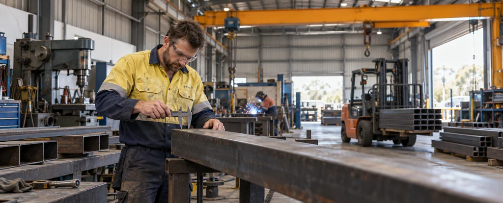 Illustration of a person working as a metal trades assistant