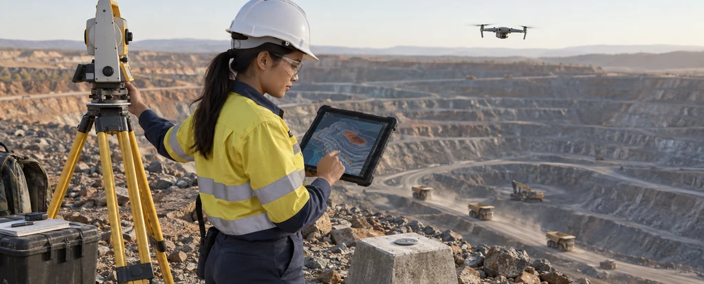 Illustration of a person working as a mine surveyor