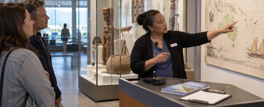 Illustration of a person working as a museum guide