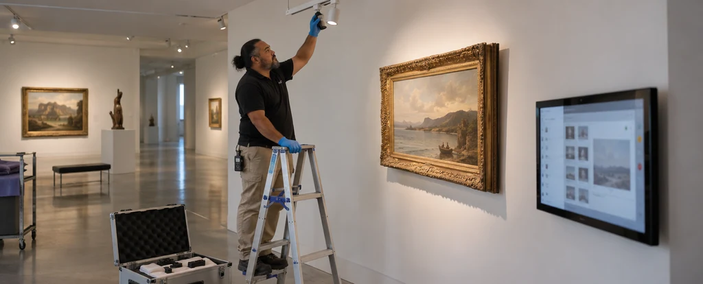 Illustration of a person working as a gallery or museum technician