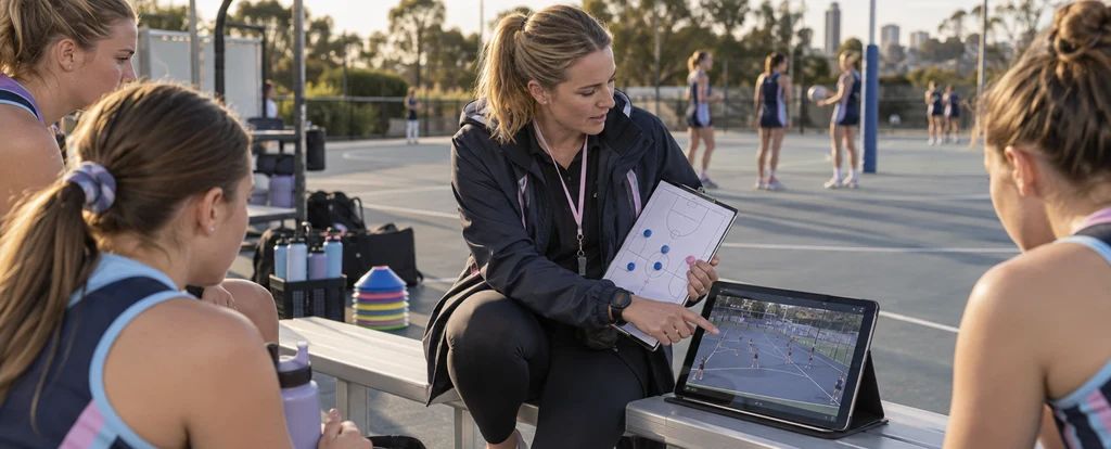 Illustration of a person working as a netball coach