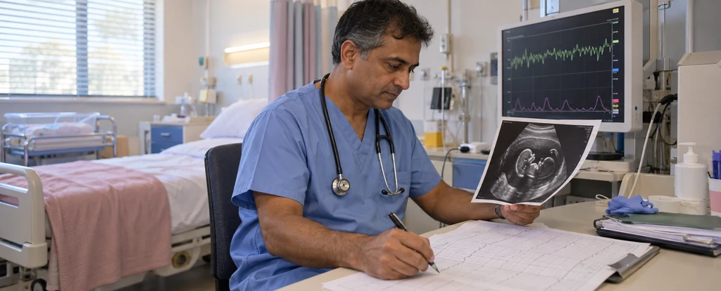 Illustration of a person working as an obstetrician and gynaecologist