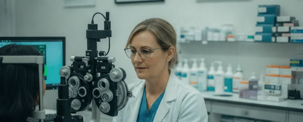 Illustration of a person working as an optometrist