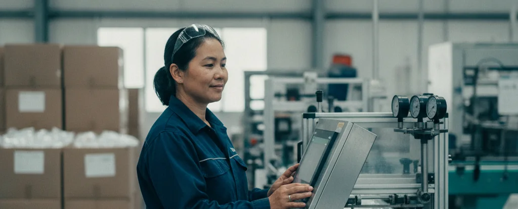 Illustration of a person working as a packaging operator
