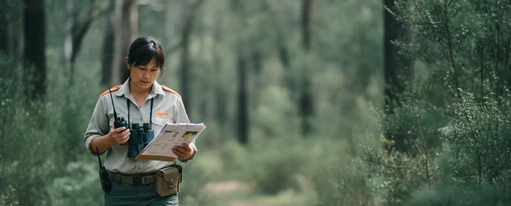 Illustration of a person working as a park ranger