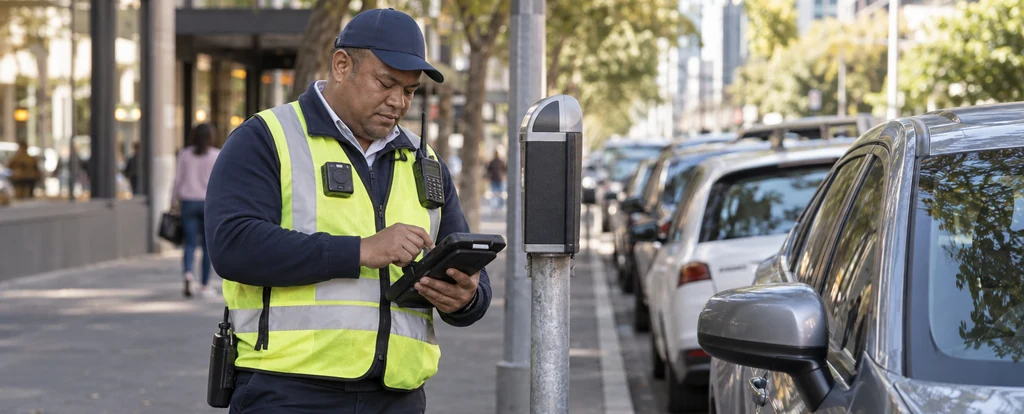 Illustration of a person working as a parking inspector