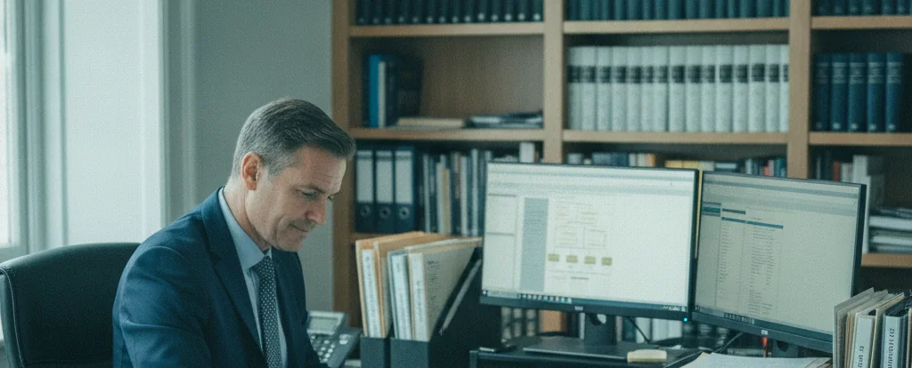 Illustration of a person working as a patent attorney