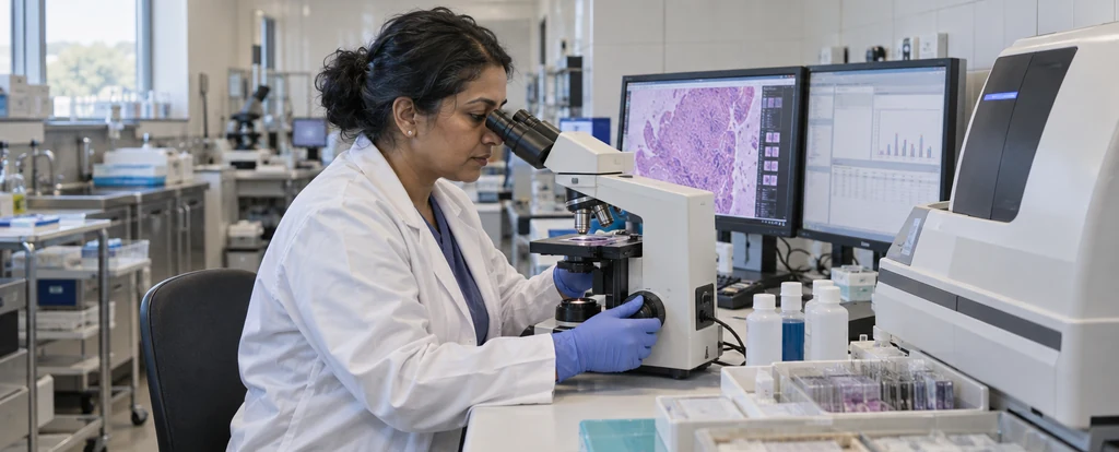 Illustration of a person working as a pathologist