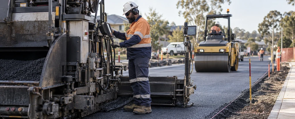 Illustration of a person working as a paving plant operator