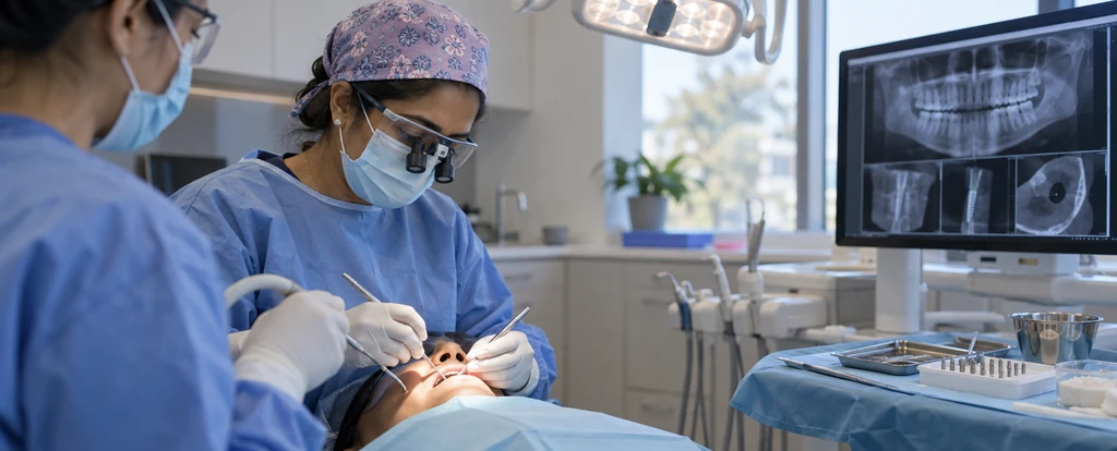 Illustration of a person working as a periodontist