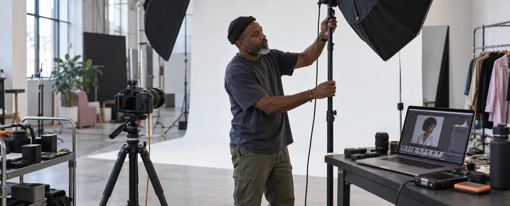 Illustration of a person working as a photography assistant