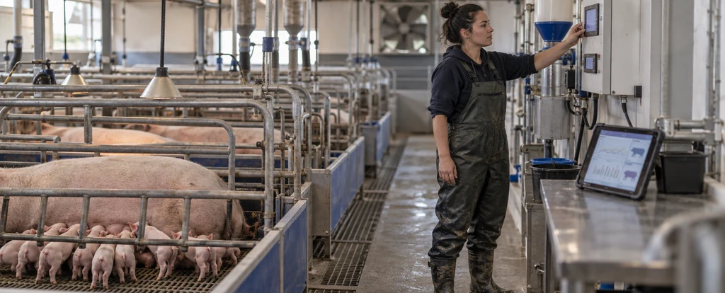 Illustration of a person working as a pig farmer
