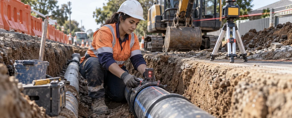 Illustration of a person working as a pipelayer