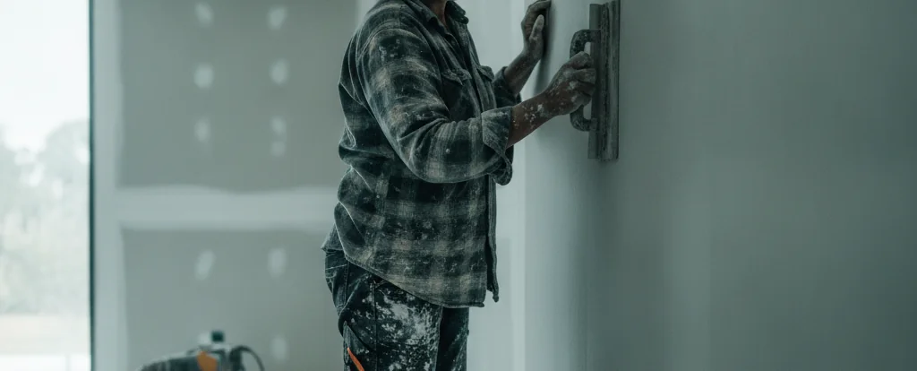 Illustration of a person working as a plasterer