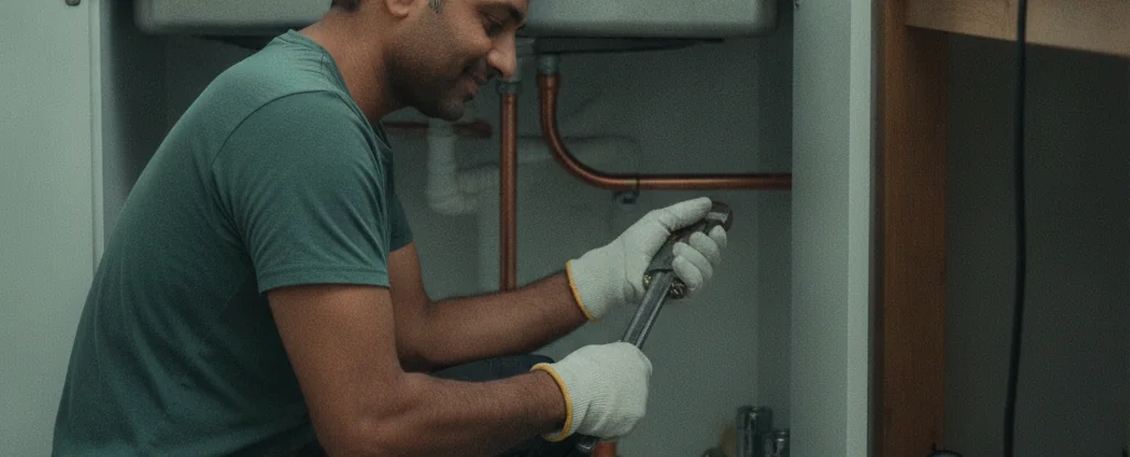 Illustration of a person working as a plumber