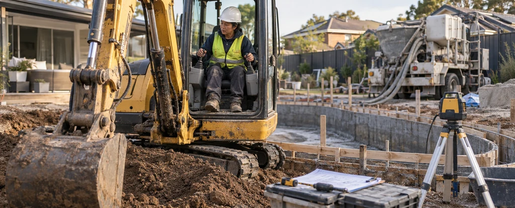 Illustration of a person working as a pool builder