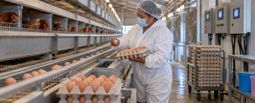 Illustration of a person working as a poultry farmer