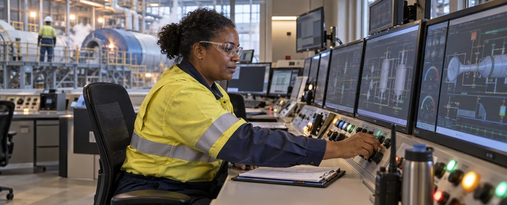 Illustration of a person working as a power station operator