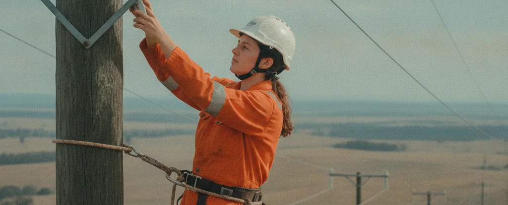 Illustration of a person working as a powerline worker