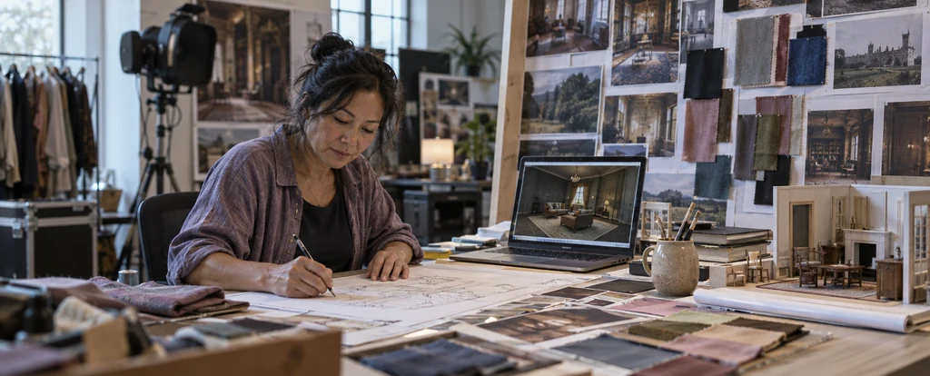 Illustration of a person working as a production designer