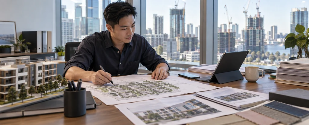 Illustration of a person working as a property developer