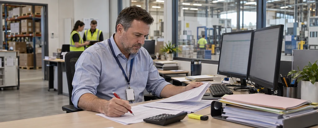 Illustration of a person working as a purchasing officer