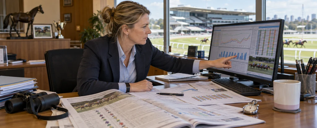 Illustration of a person working as a racing handicapper