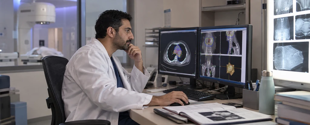Illustration of a person working as a radiation oncologist