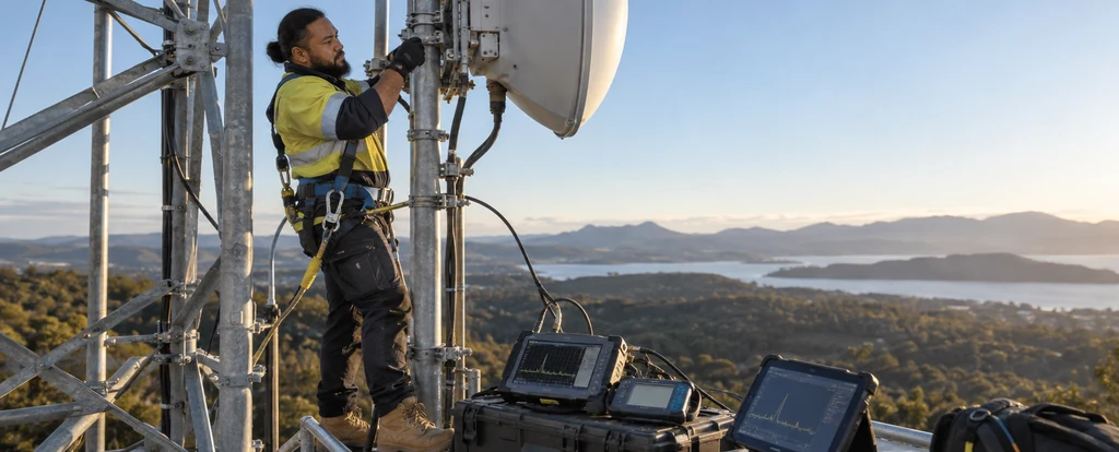 Illustration of a person working as a radiocommunications technician