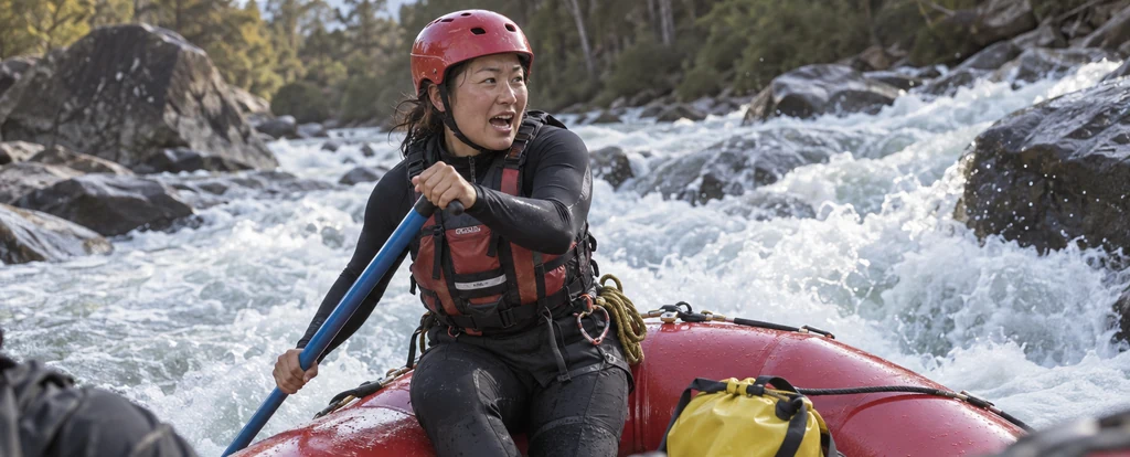 Illustration of a person working as a rafting guide