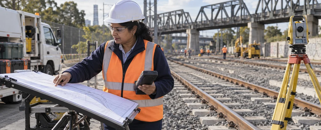 Illustration of a person working as a rail engineer