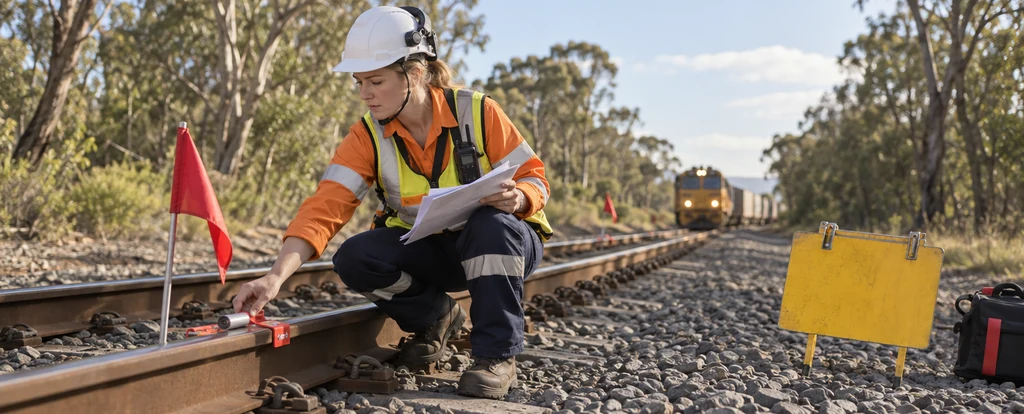 Illustration of a person working as a rail protection officer