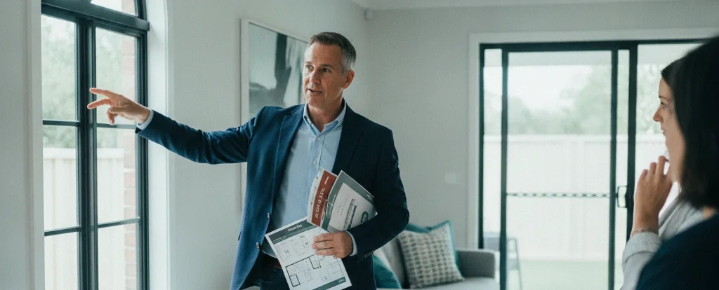 Illustration of a person working as a real estate agent