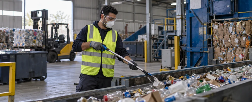 Illustration of a person working as a recycling worker