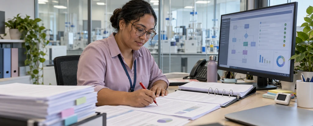 Illustration of a person working as a regulatory affairs manager
