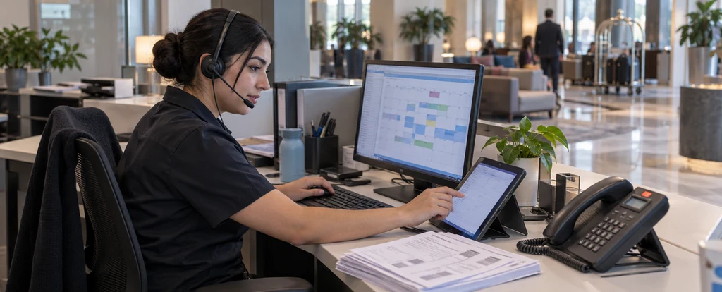 Illustration of a person working as a reservations agent