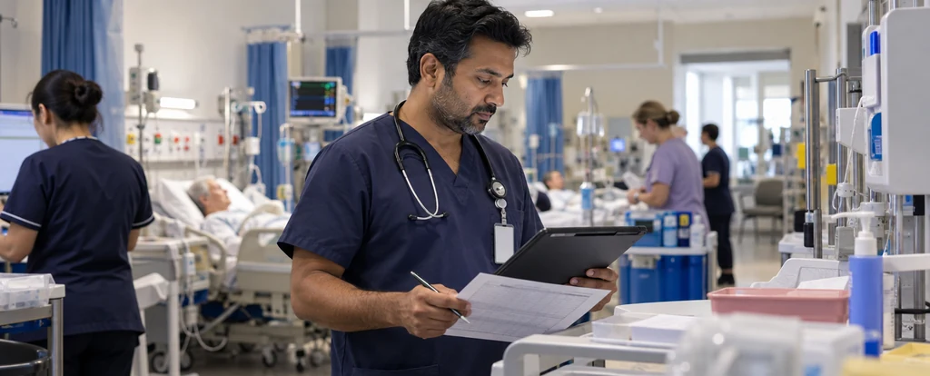 Illustration of a person working as a resident medical officer