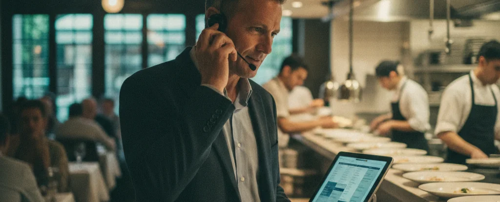 Illustration of a person working as a restaurant manager