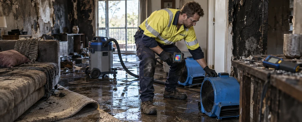 Illustration of a person working as a restoration technician