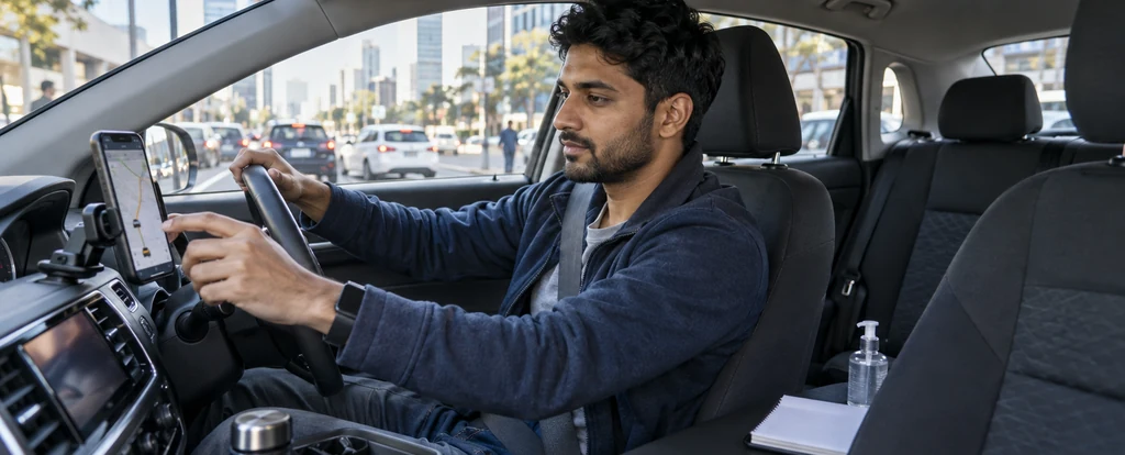 Illustration of a person working as a rideshare driver