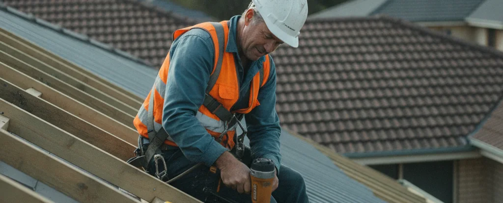 Illustration of a person working as a roofer