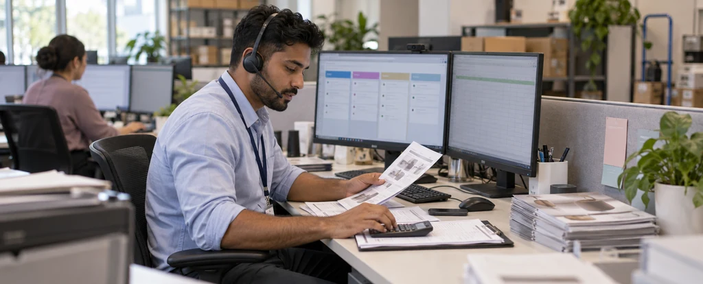 Illustration of a person working as a sales coordinator
